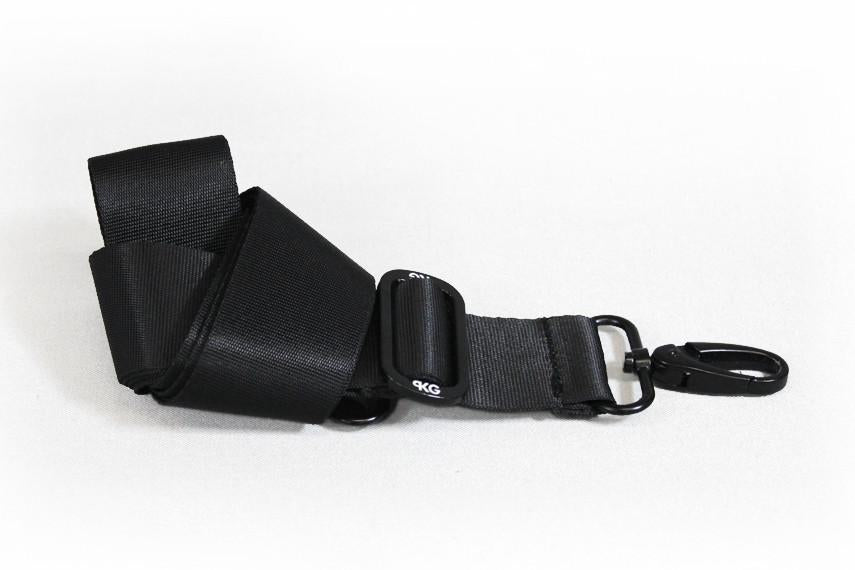 black detachable shoulder strap for customizing your pkg bag to match your style
