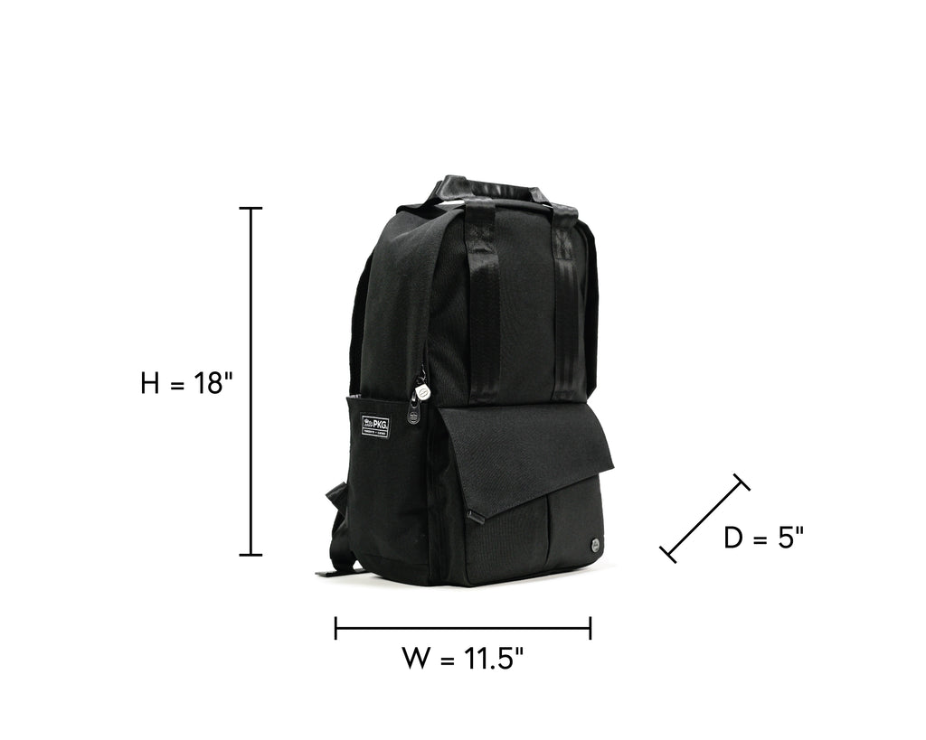 PKG Rosseau 19L Recycled Backpack Tote (black) dimensions