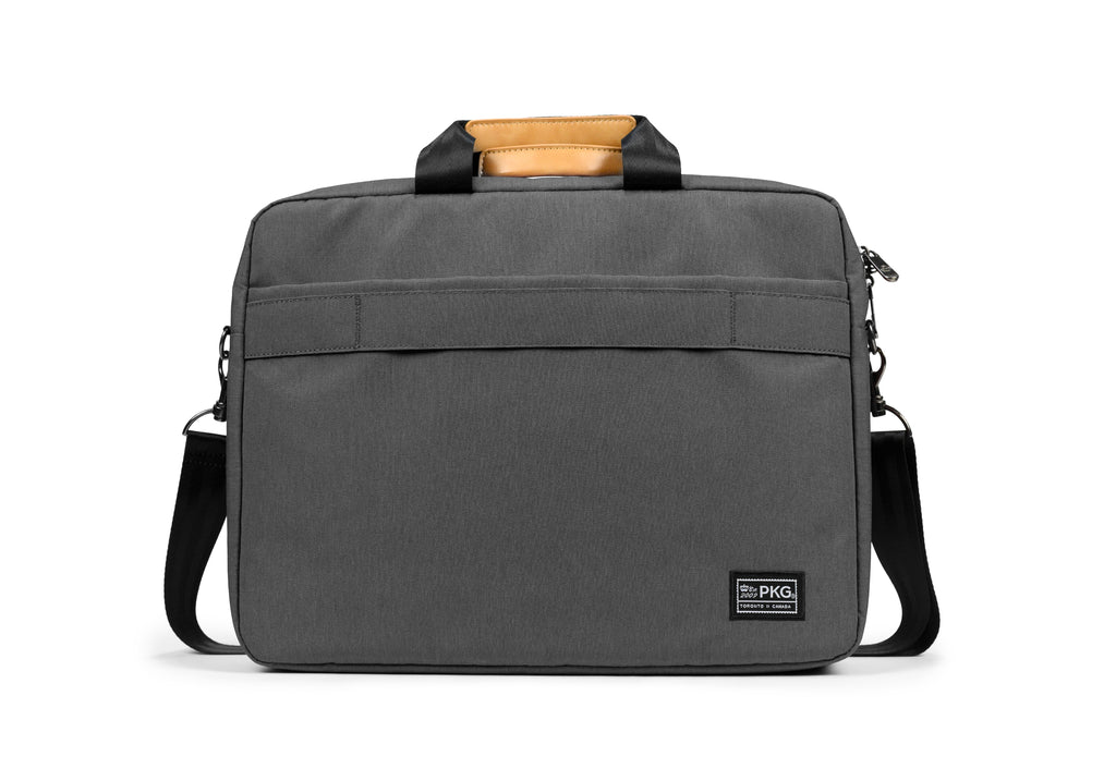 PKG Spadina 10L Messenger Bag (dark grey) back view showing trolley strap