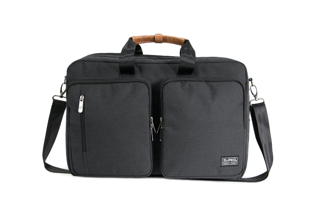 PKG Trenton 31L Messenger Bag (dark grey) front view showing two additional compartments